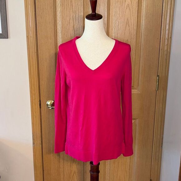 Banana Republic Merino Wool Pink V-Neck Sweater Large - Picture 1 of 6
